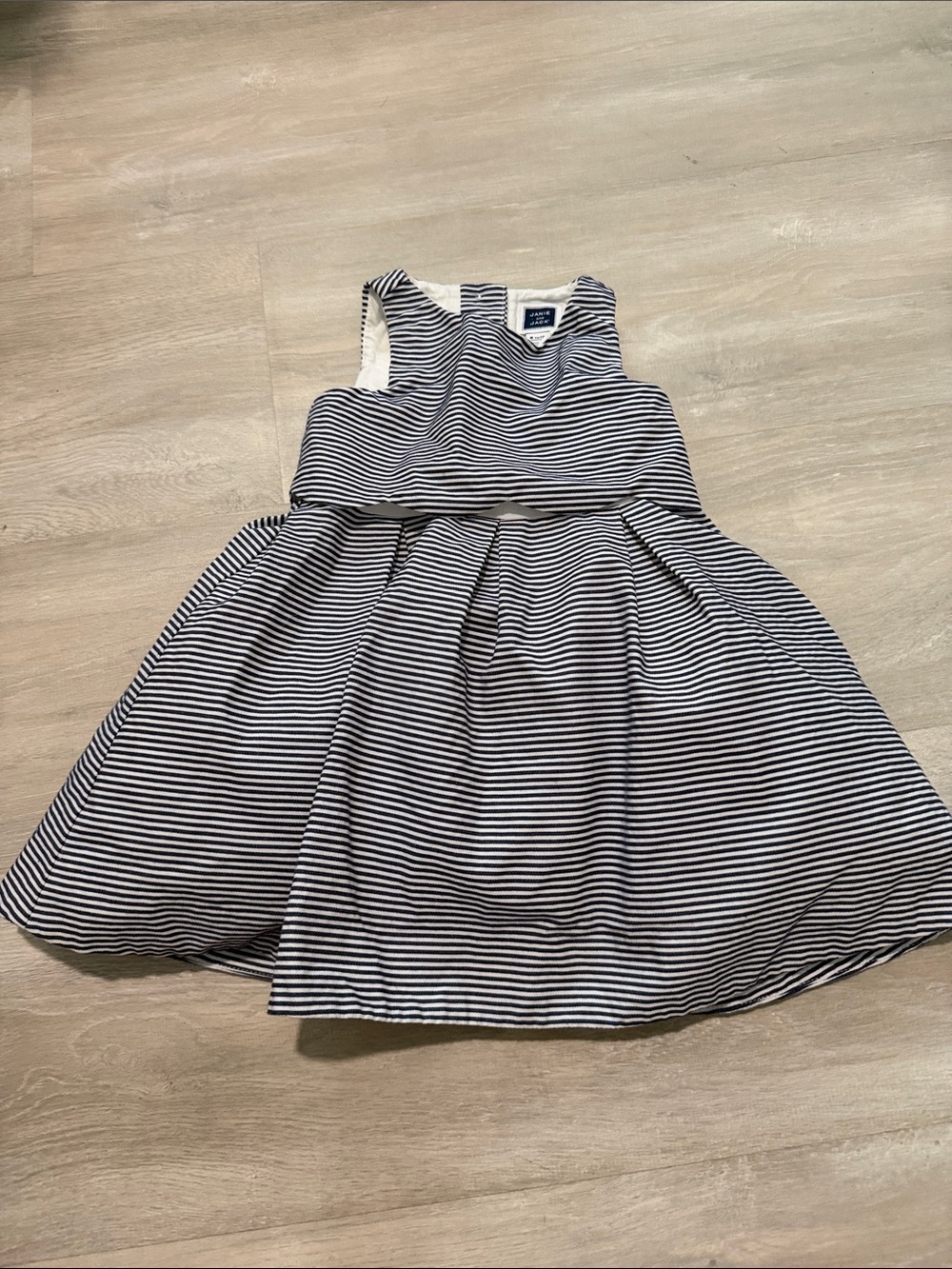 Janie and Jack Navy & White Striped Sleeveless Dress size 6-12 months